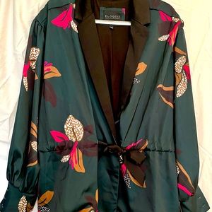 Eloquii Jacket, EUC, green, floral, size 16